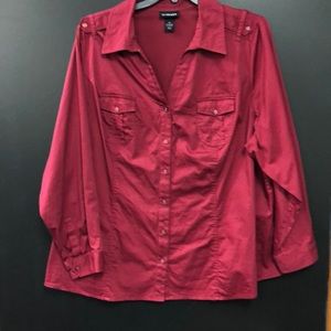 Burgundy button down womens shirt